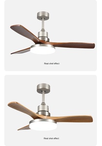 Ventilateur de plafond LED industriel 52 pouces noir mat avec pales en bois, télécommande, lumière à intensité variable pour salon - Product Image 2