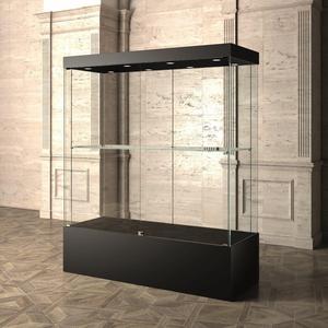 Vitrine moderne en verre 160x60x190 cm, base noire avec éclairage LED pour expositions muséales - Product Image 3
