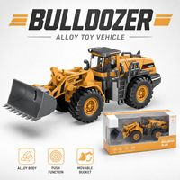 Modèle de bulldozer à friction en alliage de zinc personnalisé OEM avec pelle mobile et cabine détaillée, jouet de construction de collection, cadeau