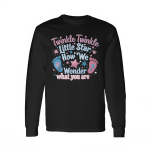 Twinkle Twinkle Little Star Gender Reveal T-shirt à manches longues pour adulte, col rond, impression numérique - Product Image 2