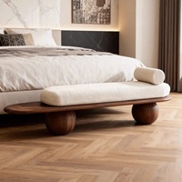 Banc créatif en bois massif de style médiéval français, tabouret de bout de lit de luxe haut de gamme pour chambre à coucher, décoration douce pour hôtel et villa