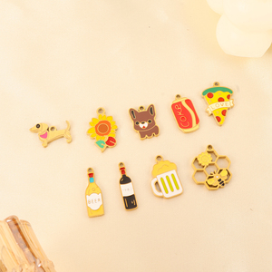 Panal de abeja hueco de acero inoxidable chapado en oro de 18 quilates, colgante de perro Pizza con flor, accesorios de joyería para <span class=keywords><strong>collar</strong></span>, pulsera - Product Image 6