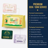 Lingettes désodorisantes pour animaux de compagnie OEM d'usine, 100 lingettes avec couvercle rabattable, 50 g/m², pH équilibré, sans parabène, sans alcool, hypoallergéniques, pour le toilettage des chiens et des chats