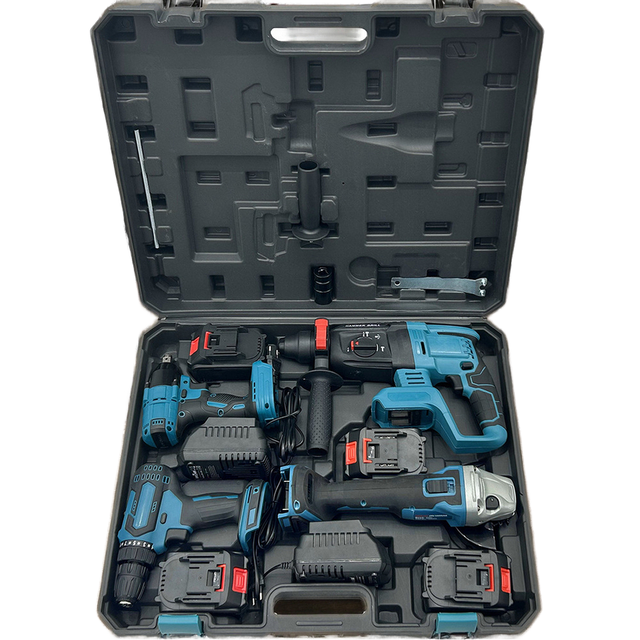 Industrial Grade 21V Electric Kit Wrench Drill Hammer Angle Grinder Set OEM Tool Sets