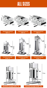 Horus 3L/5L/7L/10L/15L Poussoir à Saucisses Vertical Manuel 10L avec 4 Tubes d'Injection en Acier Inoxydable pour Petits Restaurants - Product Image 3