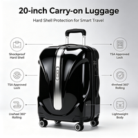 Valise trolley rigide 20 pouces avec serrure TSA, roues silencieuses à 360°, bagage de voyage léger pour voyages d'affaires OEM ODM