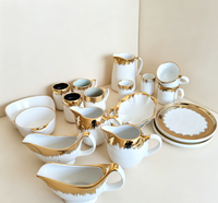 Service de vaisselle en porcelaine de luxe avec bord doré, effet pinceau, pour mariage, banquet, hôtel, restaurant