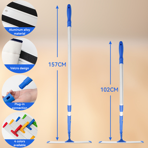 Tampons de vadrouille plats en microfibre lavable en aluminium Chiffons humides et secs Poignée extensible de remplacement de la tête de vadrouille pour le nettoyage de tous les sols - Product Image 2