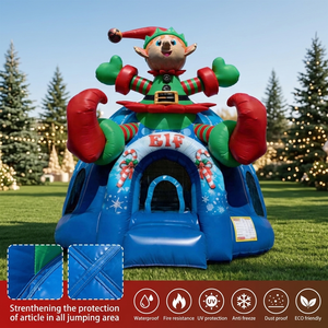 Castillo Inflable Gigante con Diseño <span class=keywords><strong>de</strong></span> Duende Navideño, Domo <span class=keywords><strong>de</strong></span> 6m, 7m, 8m, Castillo Hinchable <span class=keywords><strong>de</strong></span> PVC con Diseño <span class=keywords><strong>de</strong></span> Payaso 3D <span class=keywords><strong>para</strong></span> <span class=keywords><strong>Alquiler</strong></span> Comercial en Días Festivos - Product Image 2