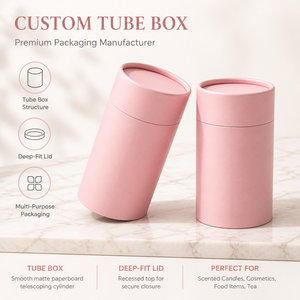 Tubo Cilíndrico Personalizado Reciclable con Relieve <span class=keywords><strong>para</strong></span> Envasado de Velas, Cosméticos, Alimentos, <span class=keywords><strong>Accesorios</strong></span> Electrónicos (Cartón Blanco) - Product Image 1
