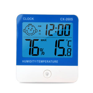 CX-260S <span class=keywords><strong>Thermo</strong></span> Higrometer Dalam Ruangan Bayi, Muka Tersenyum dengan Jam Alarm <span class=keywords><strong>Monitor</strong></span> Temperatur dan Kelembapan Dalam Ruangan - Product Image 1