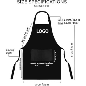 Tablier de cuisine noir en toile pleine longueur personnalisé avec poches et logo pour chef, idéal pour la vaisselle et la cuisson - Vente en gros à prix réduit - Product Image 5