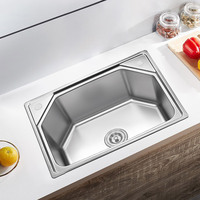 Nouveaux modèles d'évier de cuisine en acier inoxydable 201/304, évier simple à poser sur comptoir