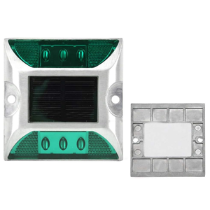 Marqueur routier solaire LED 15x15 cm, type œil de chat, pour avertissement routier - Product Image 1