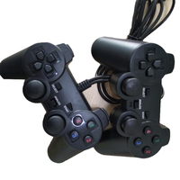 Manette de jeu filaire noire pour PC, manettes doubles pour PS2, pour console PS2, double vibration, double manette de jeu