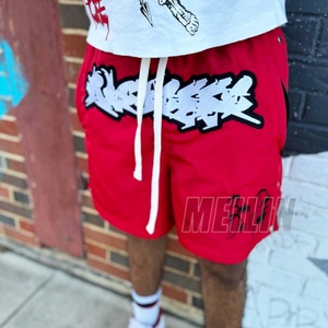 Embroidery Patch Custom logo High Quality Lightweight 100% Polyester <b>Nylon</b> <b>Shorts</b> Side Buttons Gym <b>Nylon</b> Sports Men - Product Image 3