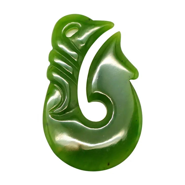 Mặt Dây Chuyền Trang Sức Hình Cá Giá Nhà Máy Bán Chạy Thiết Kế Maori Koru Móc Mặt Dây Chuyền Nephrite Màu Xanh Ngọc Bích