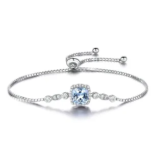 Himmelblau Topaz 925 Sterling-Silber-Armband Edelstein-Armbänder individuelle Valentinstags-Geschenk-Armbänder für Damen