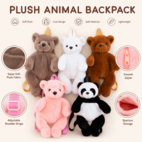 Sac à dos en peluche OEM pour enfants, motif ours en peluche ou panda, en tissu doux, avec sangle réglable, idéal pour l'école et les voyages
