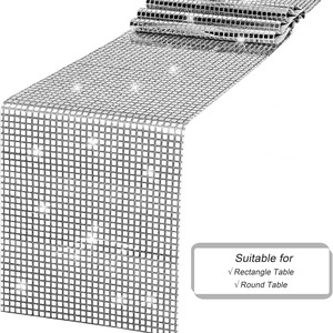 <span class=keywords><strong>Chemin</strong></span> <span class=keywords><strong>de</strong></span> <span class=keywords><strong>table</strong></span> à paillettes à carreaux pour décoration d'anniversaire <span class=keywords><strong>de</strong></span> mariage en or argenté - Product Image 5