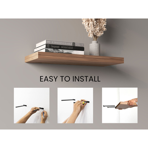 Ecco 31.5 Inch Wide <b>Floating</b> Shelves Set Of 2 Wall Mount Book Storage For Bedroom Bathroom Decor - Product Image 5