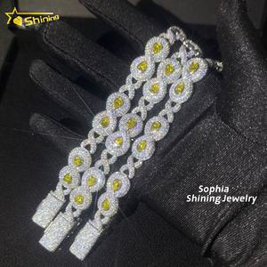 Nieuwkomers 13Mm Mode Kanarie Gele Diamant Hiphop Iced Out Moissanite Infinity Design Cubaanse Link Armband Voor Heren - Product Image 2