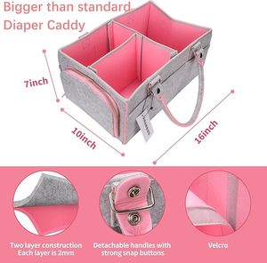 Caddy para pañales de bebé, cesta portátil de fieltro para pañales, cesta para recién nacidos, organizador de Caddy para bebé, bolsa de mano portátil con asa - Product Image 2