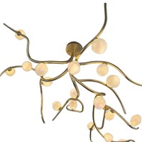Luminaires Sculpturaux LED Personnalisés en Cuivre Doré à Hauteur Réglable avec Abat-jour en Cristal 3000K pour Halls d'Hôtels et Centres de Ventes