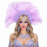 Serre-tête en plumes d'autruche arc-en-ciel de luxe, coloré, pour festivals, carnavals, fêtes et scènes, accessoires de déguisement en gros