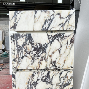 Design moderne Lander Stone Calacatta Voila Vanité <span class=keywords><strong>de</strong></span> <span class=keywords><strong>salle</strong></span> <span class=keywords><strong>de</strong></span> <span class=keywords><strong>bain</strong></span> Évier en marbre Lavabo avec armoires Vanités en pierre naturelle - Product Image 4