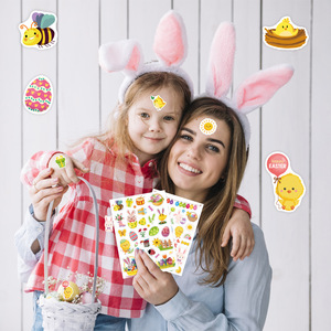 Adesivi 4 fogli di pasqua per bambini 100 pezzi fai da te simpatici adesivi per uova da <span class=keywords><strong>coniglietto</strong></span> sfuso regali di Pasqua forniture per bomboniere - Product Image 4