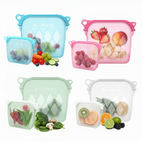 Sac de plage magnétique réutilisable en silicone tendance, sac à sandwich en silicone, pochette de maquillage et de toilette en silicone platine