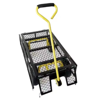 Chariot pliable en acier à quatre roues robuste, pratique, personnalisable en OEM, plateforme en fer portable, pour l'extérieur