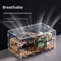 Terrario para Reptiles, Tanque de Cría de Acrílico, Caja de Alimentación para Lagartos, Alta Transparencia, Fácil de Montar, Ventilación, Resistente a los Rayos UV y a la Temperatura