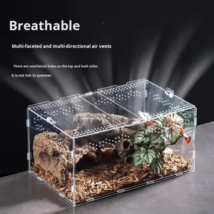 Terrario para Reptiles, Tanque <span class=keywords><strong>de</strong></span> Cría <span class=keywords><strong>de</strong></span> Acrílico, Caja <span class=keywords><strong>de</strong></span> Alimentación para Lagartos, Alta Transparencia, Fácil <span class=keywords><strong>de</strong></span> Montar, Ventilación, Resistente a los Rayos UV y a la Temperatura - Product Image 2