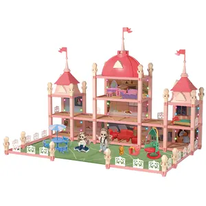 Nuovo Design per bambini divertente principessa Villa luce della lampada casa delle bambole giocattolo fai da te giocattoli di assemblaggio casa gioco casa delle bambole