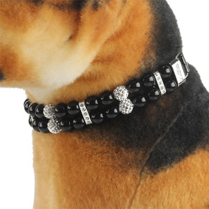 Moda PU cuero ajustable Rhinestone perla gato perro Collar para perros pequeños collar - Product Image 6