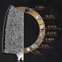 Feuille d'or manche en fibre de carbone 7 pouces professionnel en acier damas couteau de cuisine couteau à désosser avec noyau en acier vg10