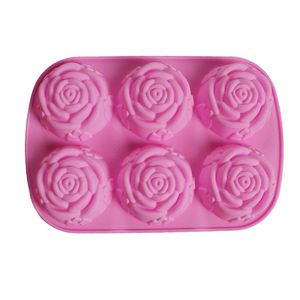 Fournisseur chinois d'accessoires de cuisine de haute qualité, moule en silicone DIY à 6 compartiments, forme de rose 3D, moule à pâtisserie, gâteau, pudding, gelée - Product Image 3
