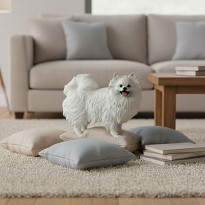 Ornamen Pomeranian Putih Berkaki Pendek yang Tersenyum, Cocok untuk Pecinta Anjing, Dapat Digunakan Sebagai Hadiah Dekorasi Rumah Pernikahan, Cetakan Resin - Product Image 3