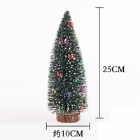 Mini sapin de Noël artificiel floqué en sisal avec support en bois pour décoration de bureau et de fête hivernale - Vente en gros