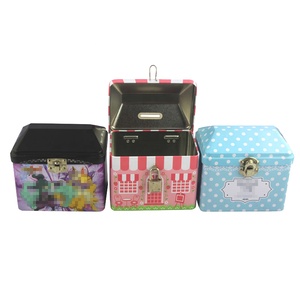 Di alta qualità colorful bella bella di figura della casa dei soldi della moneta scatola di latta con serratura - Product Image 2