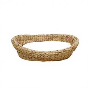 Cama Ovalada para Gatos de Jacinto de Agua, Ecológica, Minimalista, para Sala de Estar, Duradera, para Todas las Estaciones, Patrón Sólido No Removible - Product Image 1