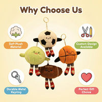 Pendentif en peluche 8CM : Jouets amusants en forme de ballon (volley-ball, basketball, tennis) – Porte-clés créatif pour sac