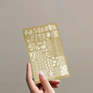 Private Label Or <span class=keywords><strong>En</strong></span> Acier Inoxydable Nail Art Estampage Plaque Réutilisable Floral Dentelle Motif Modèle pour <span class=keywords><strong>Gel</strong></span> Vernis Impression - Product Image 3