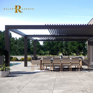Pérgola bioclimática retráctil motorizada, toldo de sombreado para exteriores, apertura y cierre de aluminio, claraboya, pérgolas de techo con persianas - Product Image 1
