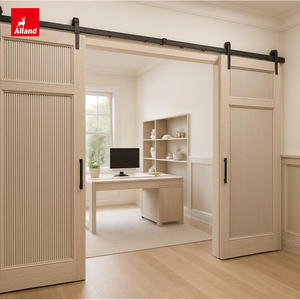 Puertas Corredizas Dobles de Madera Maciza de Roble Blanco con Sistema de Deslizamiento, Estilo Granero, Color Blanco Personalizado para Interiores de Casas - Product Image 1