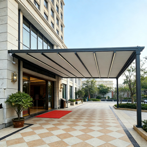Pergola Commerciale Retrattile Estensibile dal Design Moderno con Tenda <span class=keywords><strong>a</strong></span> <span class=keywords><strong>Vela</strong></span> in Textilene, Nuova Tettoia <span class=keywords><strong>da</strong></span> Giardino per Esterni in Alluminio con Telecomando - Product Image 3