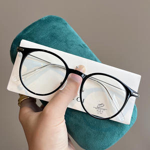 Montures de lunettes rondes Qianai, taille moyenne, verres PC, protection anti-lumière bleue, montures optiques unisexes - Product Image 2