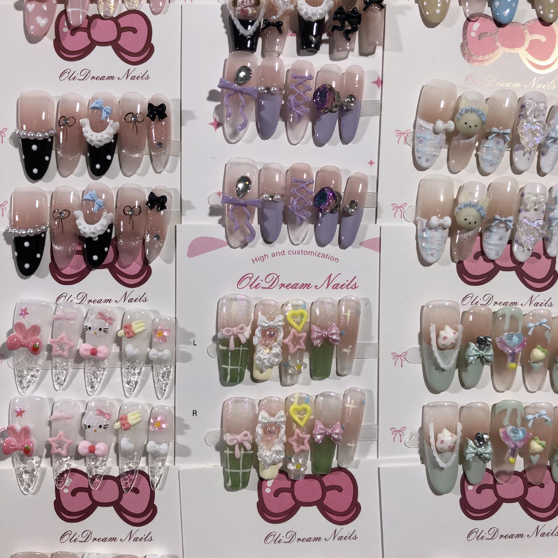 Wholesale 10pcs Handmade French Press on Nails Luxury Reusable Custom Design with Free Samples and Private Label Packaging